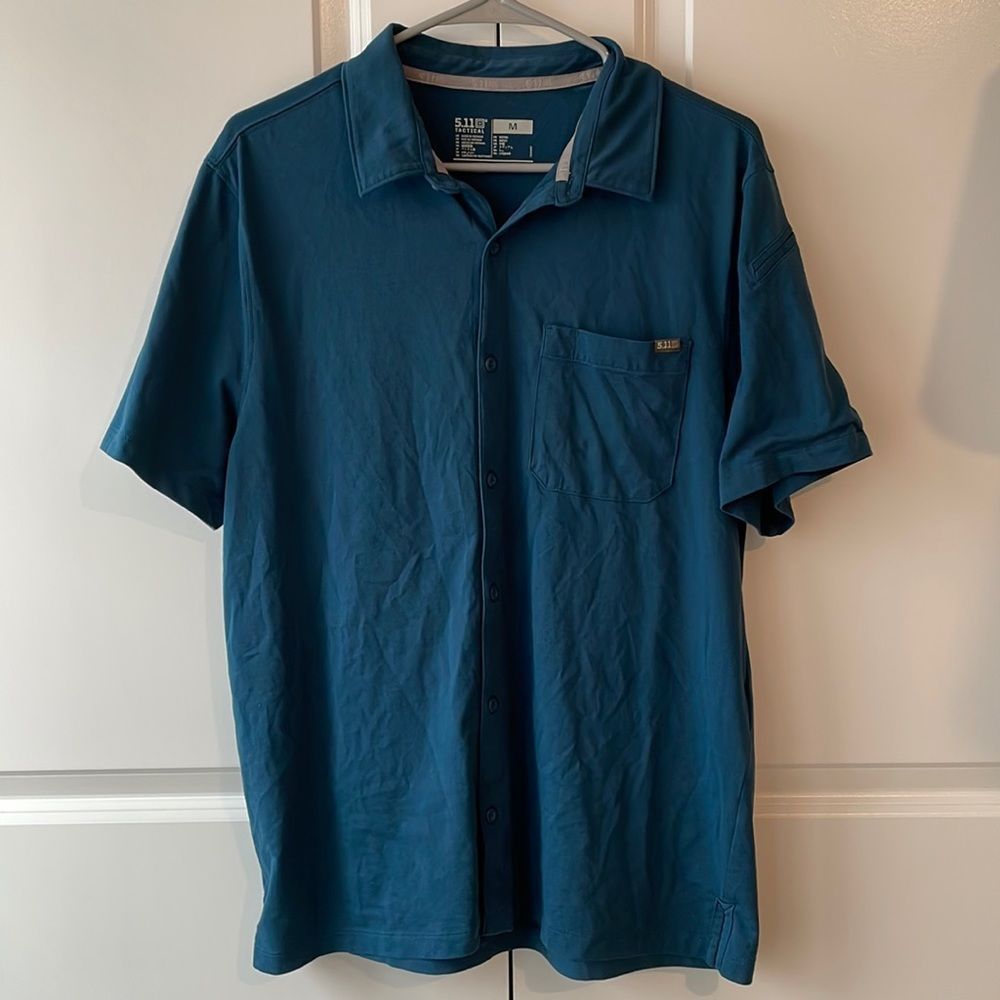 5.11 Tactical Men's Short Sleeve Polo Shirt Teal Blue